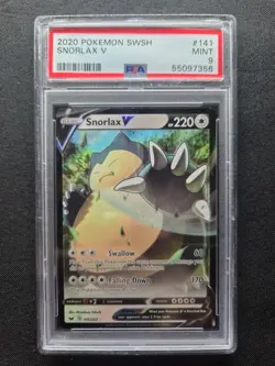 Pokemon Pokemon TCG Snorlax V 141/202 Swsh01 Sword Shield Ultra Rare Holo PSA 9 - Image 1