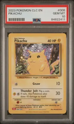 PSA 10 GEM MINT Pikachu Holo CLB 008/034 Pokemon Card Game Classic Collection - Image 1
