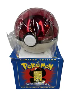 1999 Pokemon Burger King Charizard 23K Gold Plated Card & SEALED Pokeball BLUE - Image 1