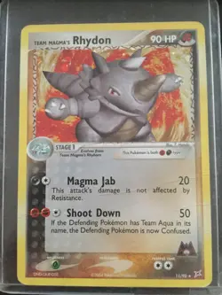 Team Magma's RHYDON 11/95 Holo Rare Pokemon Card EX Team Magma vs Team Aqua - Image 1