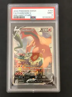 PSA 9, Charizard V 154/172 Brilliant Stars Alternate Art NM Pokemon Card - Image 1