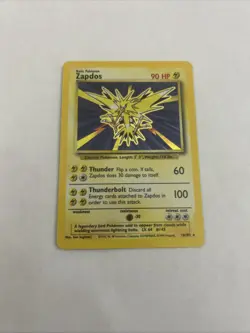 Pokemon TCG Zapdos Base Set Holo Unlimited Rare Card 16/102 LP Condition - Image 1