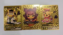 Gold Pikachu Cosplay Lot of 3 Pokemon Cards - CUSTOM FAN ART Display Collectible - Image 1