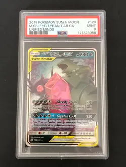 PSA 9, Pokemon Card Mega Sableye & Tyranitar GX Tag Team Unified Minds 126/236 - Image 1