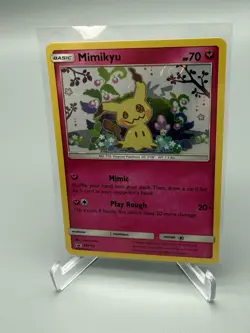 Mimikyu Promo SM163 Team Up Blister Pokemon Card Sun & Moon Holo Nice! Swirl - Image 1