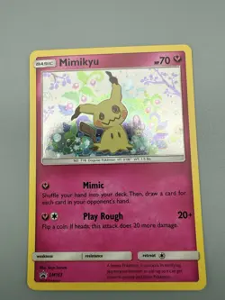 Mimikyu Promo SM163 Team Up Blister Pokemon Card Sun & Moon Holo Nice! Swirl - Image 2