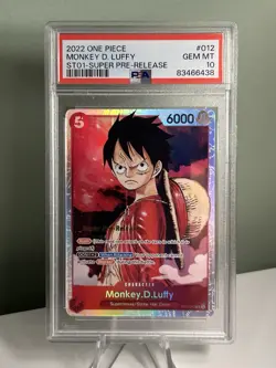 PSA 10 Monkey D Luffy ST01-012 One Piece Card Game English Super Pre-Release - Image 1