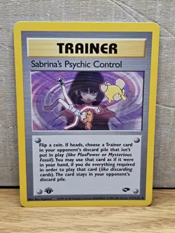 Sabrina's Psychic Control 121/132 Gym Challenge 1st Edition Pokemon Card TCG - Image 1