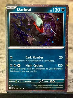 Pokemon TCG ~ Darkrai Cosmos Holo RARE 🌀BIG SWIRL🌀 [Obsidian Flames 136/197] - Image 3