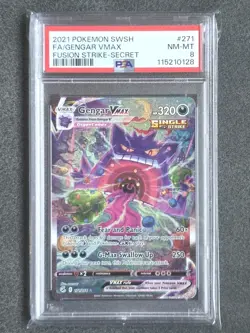 Gengar 🔥VMAX Pokemon Fusion Strike Secret Rare Full Alt Art #271 PSA 8 - Image 1