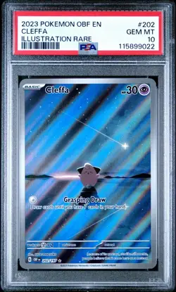2023 POKEMON OBF EN-OBSIDIAN FLAMES ILLUSTRATION RARE #202 CLEFFA PSA 10 - Image 1