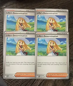 4x Lillie's Determination 119/132 x4 Mega Evolution Pokemon TCG Playset NM Lot - Image 1