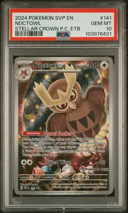 2024 POKEMON STELLAR CROWN POKEMON CENTER ETB PROMO SVP EN #141 NOCTOWL PSA 10 - Image 1
