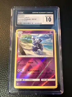 POP 2 Meowstic 60/147 Burning Shadows Reverse Holo 2017 Pokemon CGC 10 GEM MINT - Image 1