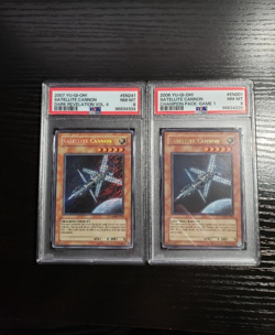 Yugioh Sequential Certs PSA 8 Satellite Cannon DR04 Secret & CP01 Ultra Rare - Image 1