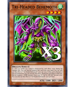 3X Tri-Headed Behemoth DOOD-EN029 C Doom of Dimensions NM 1st Ed Yugioh - Image 1