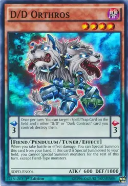 Yugioh D/D Orthros SDPD-EN004 Super Rare 1st Ed NM - Image 1