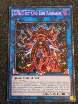 Yugioh D/D/D Sky King Zeus Ragnarok Secret Rare DOOD-EN049 In Hand - Image 1