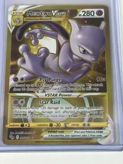 Mewtwo VSTAR Gold Secret Rare Full Art 086/078 Pokemon GO Holo NM Card - Image 1