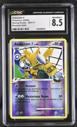 CGC 8.5 Alakazam 38/111 Reverse Holo Rising Rivals Pokemon Card - Image 1