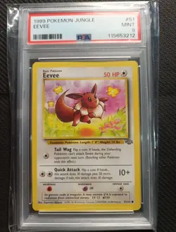 PSA 9 Eevee 51/64 Jungle Unlimited Common WOTC Pokemon Card - Near Mint - Image 1
