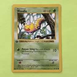 Pokemon TCG Weedle 1st Edition Card Base Set Shadowless 69/102 Near Mint - Image 1