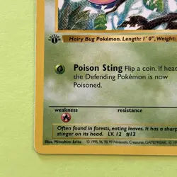Pokemon TCG Weedle 1st Edition Card Base Set Shadowless 69/102 Near Mint - Image 2