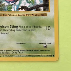 Pokemon TCG Weedle 1st Edition Card Base Set Shadowless 69/102 Near Mint - Image 5