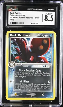 CGC 8.5 Dark Octillery 2004 EX Team Rocket Returns 8/109 Holo Pokemon Card - Image 1