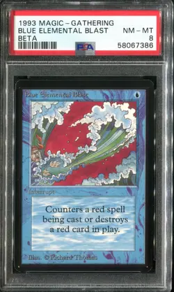 PSA 8 1993 MTG Magic The Gathering Beta #50 Blue Elemental Blast Pop15 - Image 1