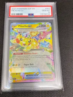 2024 Pokemon SV Surging Sparks SSP EN Pikachu Ex 057/191 PSA 10 - Image 1