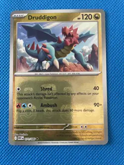 Pokemon Cards - Druddigon (Master Ball Reverse Holo) 071/086 SV11W White Flare - Image 1