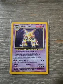 Alakazam 1/102 Base Set Holo Rare Unlimited Pokemon TCG Card LP Condition - Image 1