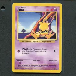 Pokemon TCG Abra 043/102 WotC Base Set Unlimited Regular Common Card EN-LP 1999 - Image 1