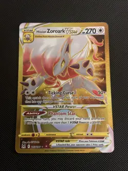 Pokemon TCG Lost Origin Hisuian Zoroark VSTAR 213/196 NM Gold Secret Rare Card - Image 1