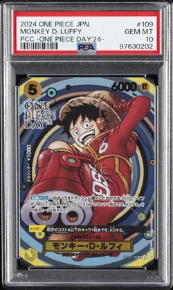 2024 ONE PIECE JPN PREM CARD COLL -ONE PIECE DAY'24- #109 MONKEY D. LUFFY PSA 10 - Image 1