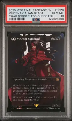 2025 MTG FINAL FANTASY BORDERLESS-SURGE GALIAN BEAST/VINCENT VALENTINE PSA 10 - Image 1