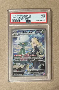 2025 Pokemon Destined Rivals Cynthia’s Roserade Illustration Rare Card #184 PSA - Image 1