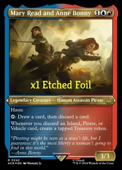 MTG Etched Foil UB: Assassin's Creed ACR Mary Read and Anne Bonny MINT - Image 1