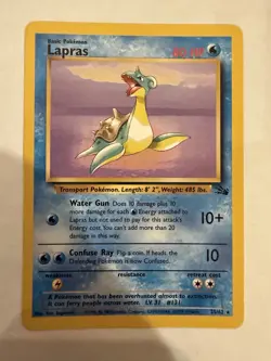 Lapras 25/62 Fossil Pokemon TCG Non Holo Rare Vintage 1999 WoTC NM * - Image 1