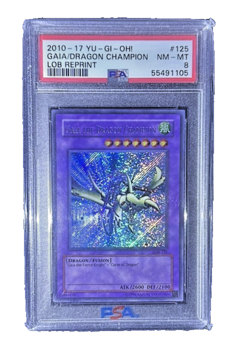 2010-2017 YuGiOh Legend of Blue Eyes Gaia The Dragon Champion LOB 125 PSA 8 - Image 1