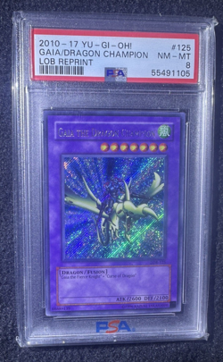 2010-2017 YuGiOh Legend of Blue Eyes Gaia The Dragon Champion LOB 125 PSA 8 - Image 3