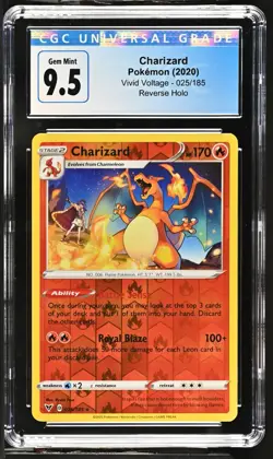 CGC Graded 9.5 Charizard 025/185 Vivid Voltage Reverse Holo Rare Pokemon Card - Image 1
