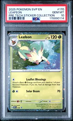2025 POKEMON PRISMATIC EVOLUTIONS TECH STICKER COLLECTION PROMO LEAFEON PSA 10 - Image 1