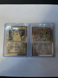 Pokemon Celebrations Set of Gold MetalCards (Charizard 4/102, Pikachu 58/102) - Image 1