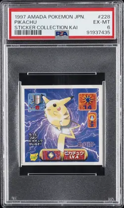 1997 AMADA POKEMON JPN STICKER COLLECTION KAI #228 PIKACHU PSA 6 - Image 1