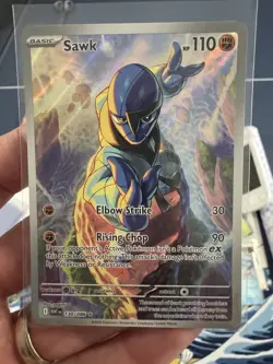 Pokemon TCG Sawk 130/086 Illustration Rare Holo SV White Flare - Image 1