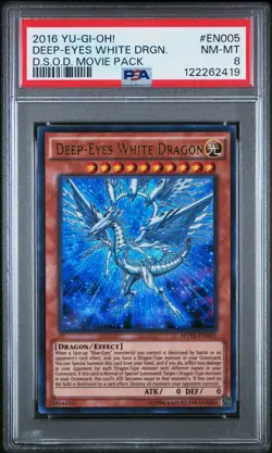 2016 YU-GI-OH! THE DARK SIDE OF DIMENSIONS MOVIE DEEP-EYES WHITE DRAGON PSA 8 - Image 1