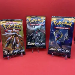 Pokemon Trading Card Game Sun & Moon Base Set Booster Pack (3 Sealed Packs) - Image 1