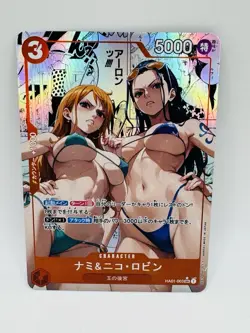 One Piece Goddess Nami X Nico Robin #2 DIY Doujin Kawaii Art Holo Card - Image 1